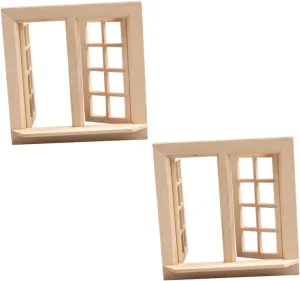 Miniature Models and Toy Houses 2pcs Mini House Adornment Unfinished Wooden Window Model Scale Miniature Dollhouse Accessory for Decoration Chic Design assign ablaze gourd for 