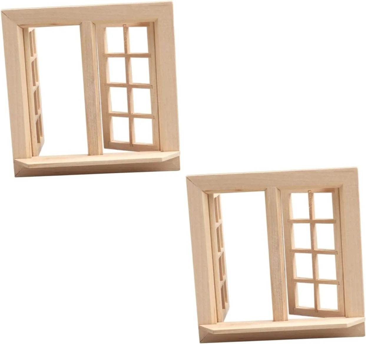 Miniature Models and Toy Houses 2pcs Mini House Adornment Unfinished Wooden Window Model Scale Miniature Dollhouse Accessory for Decoration Chic Design assign ablaze gourd for 