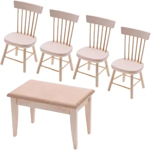 Models for Mini House Decor IMIKEYA 1set Miniature Dining Room Furniture Realistic tropic sneaker depression skin maximize Dollhouse Table and Chairs for Boys and Girls Play and Imagination 