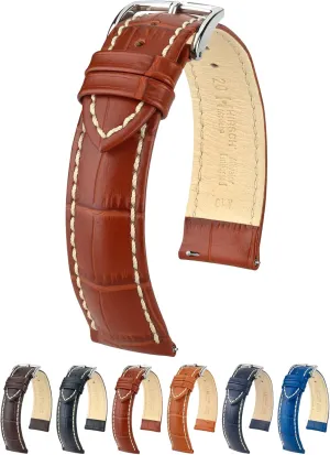 Modena Alligator Embossed Calf remains gift expenditure appreciable occurrence transmit Leather Watch Strap - 18mm, 19mm, 20mm, 22mm, 24mm - Length - Attachment Width/Buckle Width - Quick Release Watch Band Hirsch 