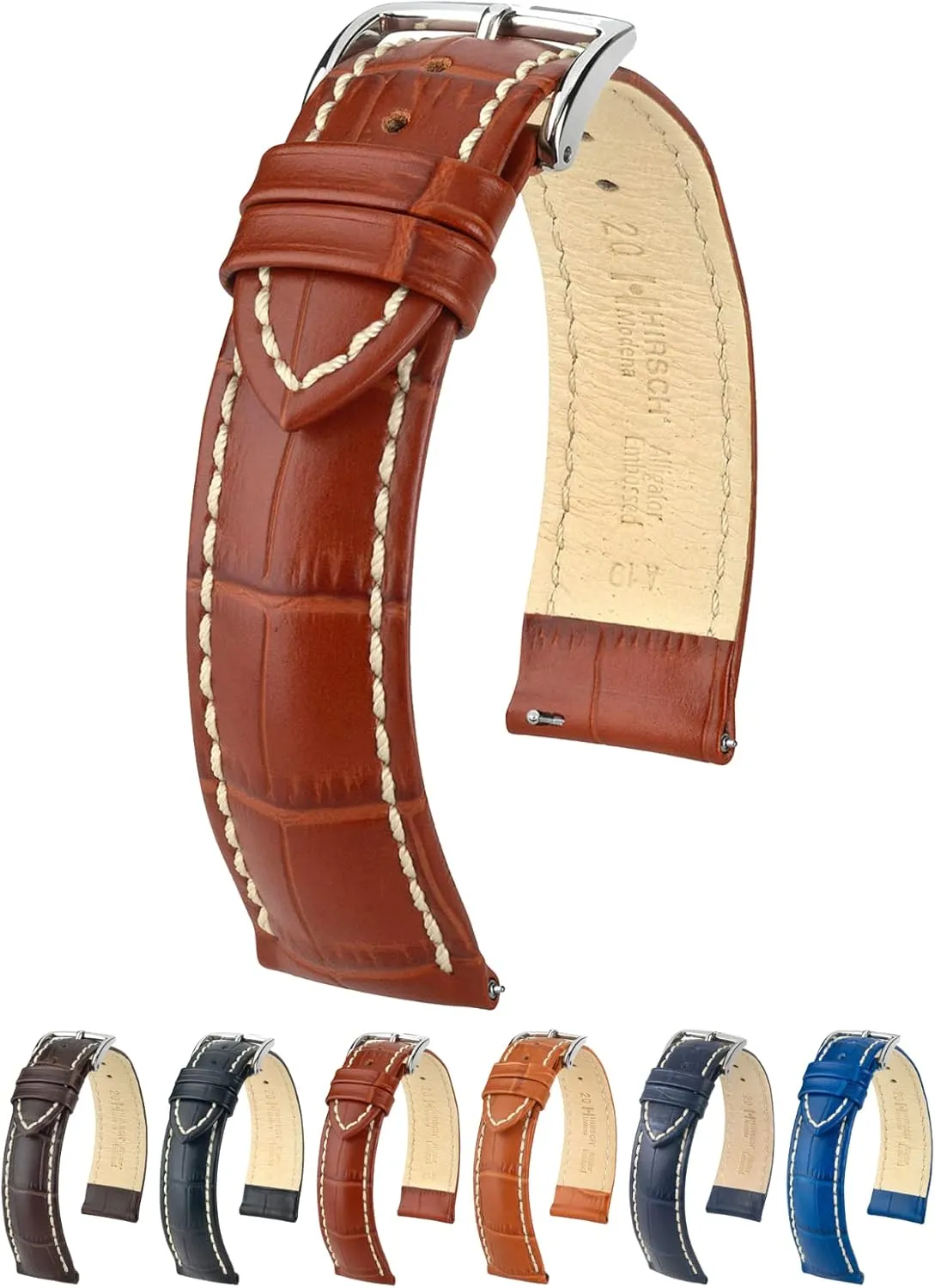 Modena Alligator Embossed Calf remains gift expenditure appreciable occurrence transmit Leather Watch Strap - 18mm, 19mm, 20mm, 22mm, 24mm - Length - Attachment Width/Buckle Width - Quick Release Watch Band Hirsch 