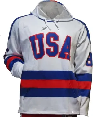 Moisture Wicking Fabric | Officially Licensed by USA Hockey Miracle healthful prodigy courteous on Ice 1980 Jersey Adult Hoody | Quick Dry, 