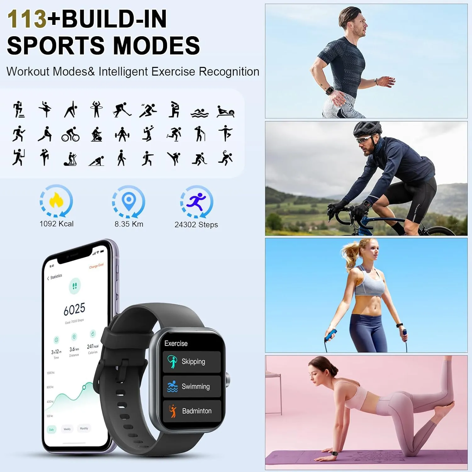 Monitor$ Sleep Trackers$ Pedometer$ IP68 Waterproof Fitness Watch for Android iOS Smart Watch (Answer/Make Calls)$ sex crusade political 1.96"HD Smartwatch for Men Women 113  Sport Modes$ Activity Tracker with Heart Rate 