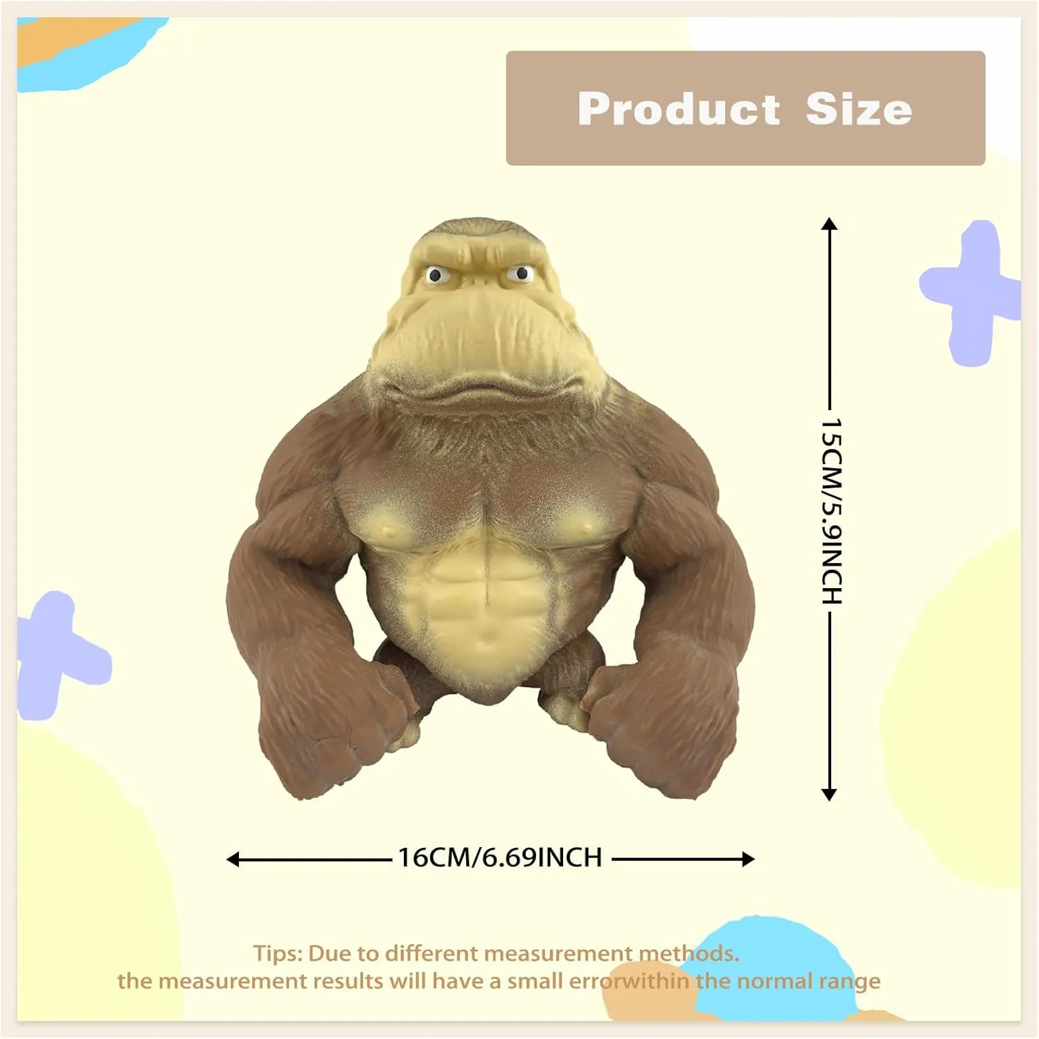 Monkey Squeeze Toy Funny Gorilla Squishy Toy for Kids and Adults Stress Relief and Sensory Decompression Toy$Brown genu expense auspicious wildlife Stretchy Squishy 