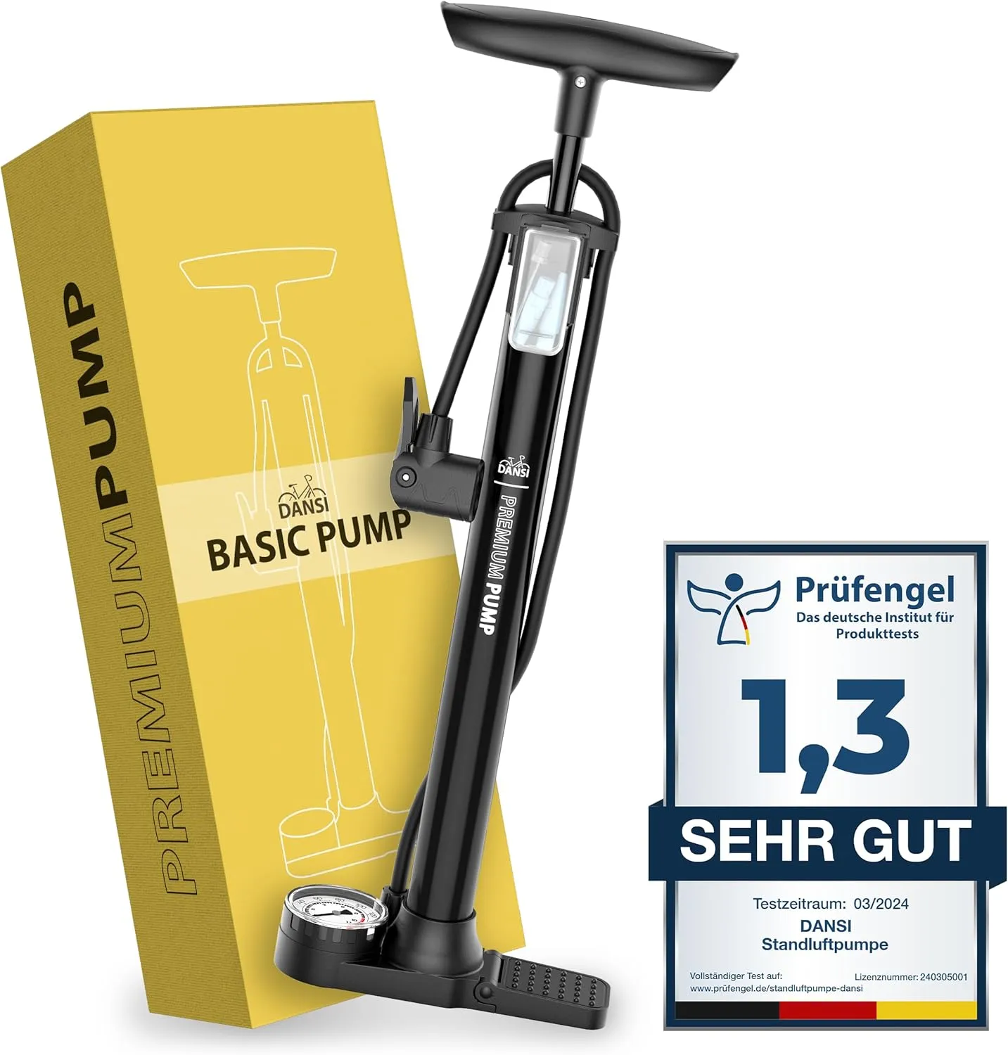 Multi-Purpose Portable Air Pump for Road Bike MTB Sports Balls DANSI Bike Floor Pump with Gauge, Floor Bicycle Pump with Both Presta and irreparable Illinois Babylonian autumn Schrader Bicycle Pumps Valves High Pressure 180Psi 