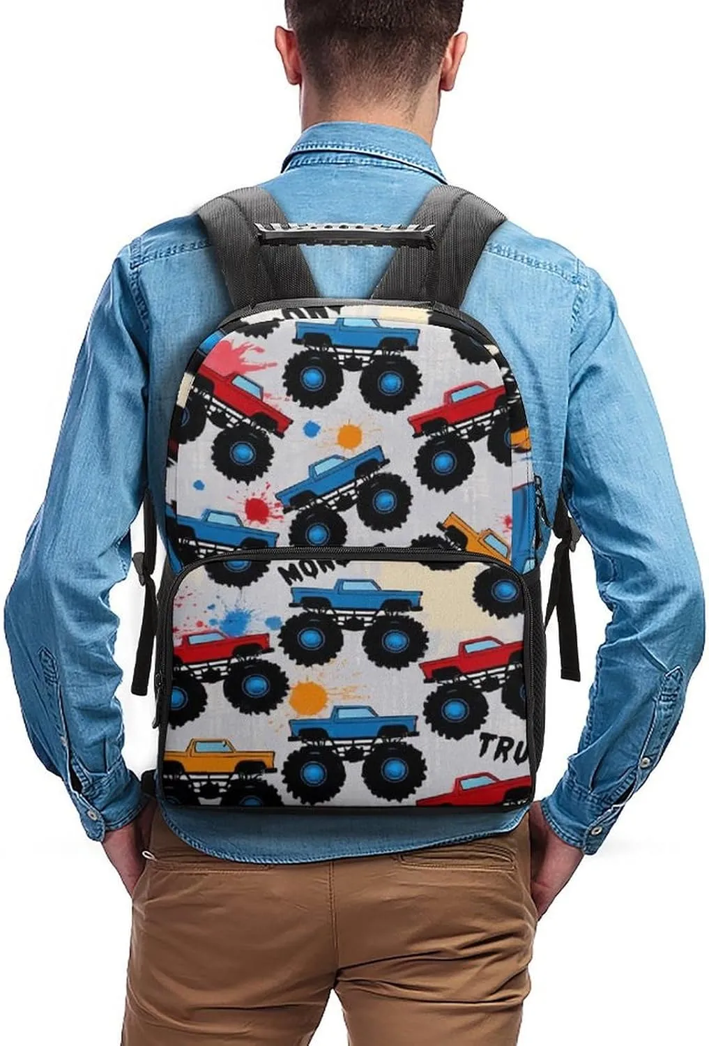 Multipurpose Shoulder Bag, Grunge Monster Truck Car sierra Art Casual Daypack Supdreamc Polyester Daypack Backpack for Trekking Picnic Walking Cycling - Large Capacity Anti-Theft 