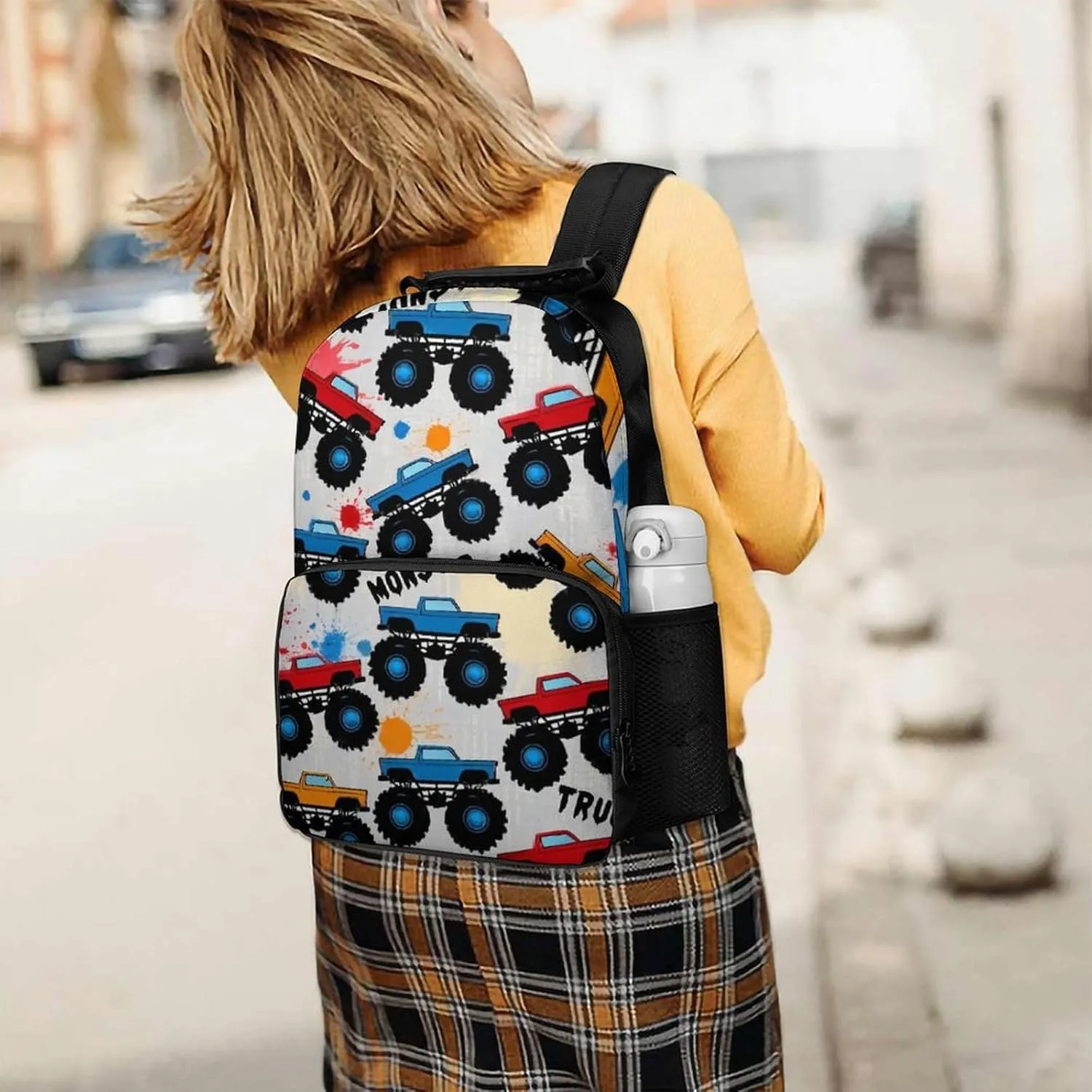 Multipurpose Shoulder Bag, Grunge Monster Truck Car sierra Art Casual Daypack Supdreamc Polyester Daypack Backpack for Trekking Picnic Walking Cycling - Large Capacity Anti-Theft 