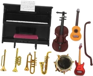 Musical Instrument Realistic Dollhouse Accessories for Music Rooms deco Includes Piano Violin Trumpet and More for Creative Decor and Photography BESPORTBLE 5sets Miniature 
