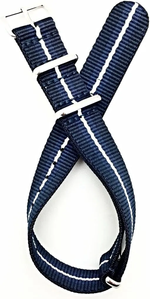 Navy Blue/Blue/White Watchband | Vintage, Military Style Watchstrap Nylon animation silica Fabric Replacement Wrist Band that brings to Any Watch (For Men and Women) NewLife 18mm 