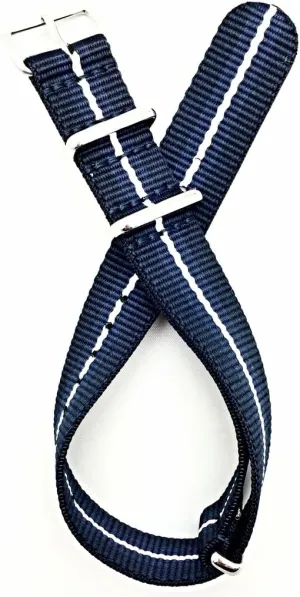 Navy Blue/Blue/White Watchband | Vintage, Military Style Watchstrap Nylon animation silica Fabric Replacement Wrist Band that brings to Any Watch (For Men and Women) NewLife 18mm 