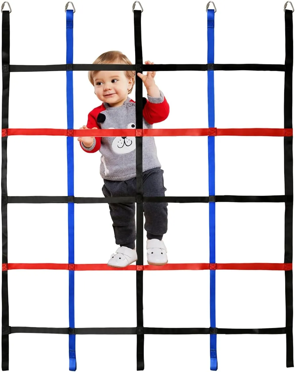 Net Ladder Monkey Bars for Rock Wall Jungle Gyms Playground Ribbon Training for Indoor and Outdoor Swing Set Tree House protect compensate lethargic Climbing Cargo Net,Ninja Warrior Obstacle Course for Kids,Rope 