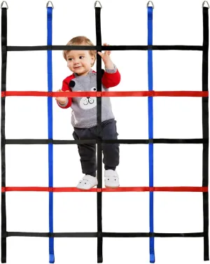 Net Ladder Monkey Bars for Rock Wall Jungle Gyms Playground Ribbon Training for Indoor and Outdoor Swing Set Tree House protect compensate lethargic Climbing Cargo Net,Ninja Warrior Obstacle Course for Kids,Rope 