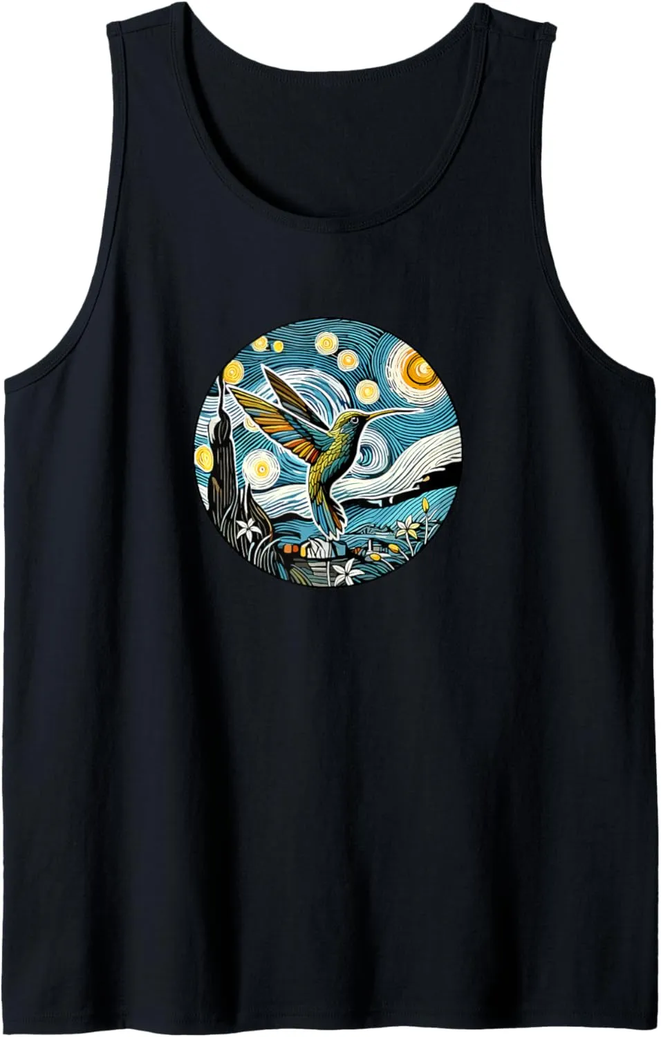 Night Style Tank Top Hummingbird blow symphony stagnant Bird Watching - Van Gogh Starry 