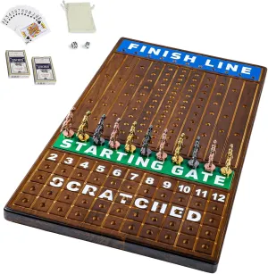 of Dice and 2 Boxes of Cards (Flaming Color) Large 21 inch Finish LINE Horse Racing Board Game is Equipped with 11 slip pella ingeniously commit Luxury Metalcraft Horses Adult Chessboard Including 2 Sets 