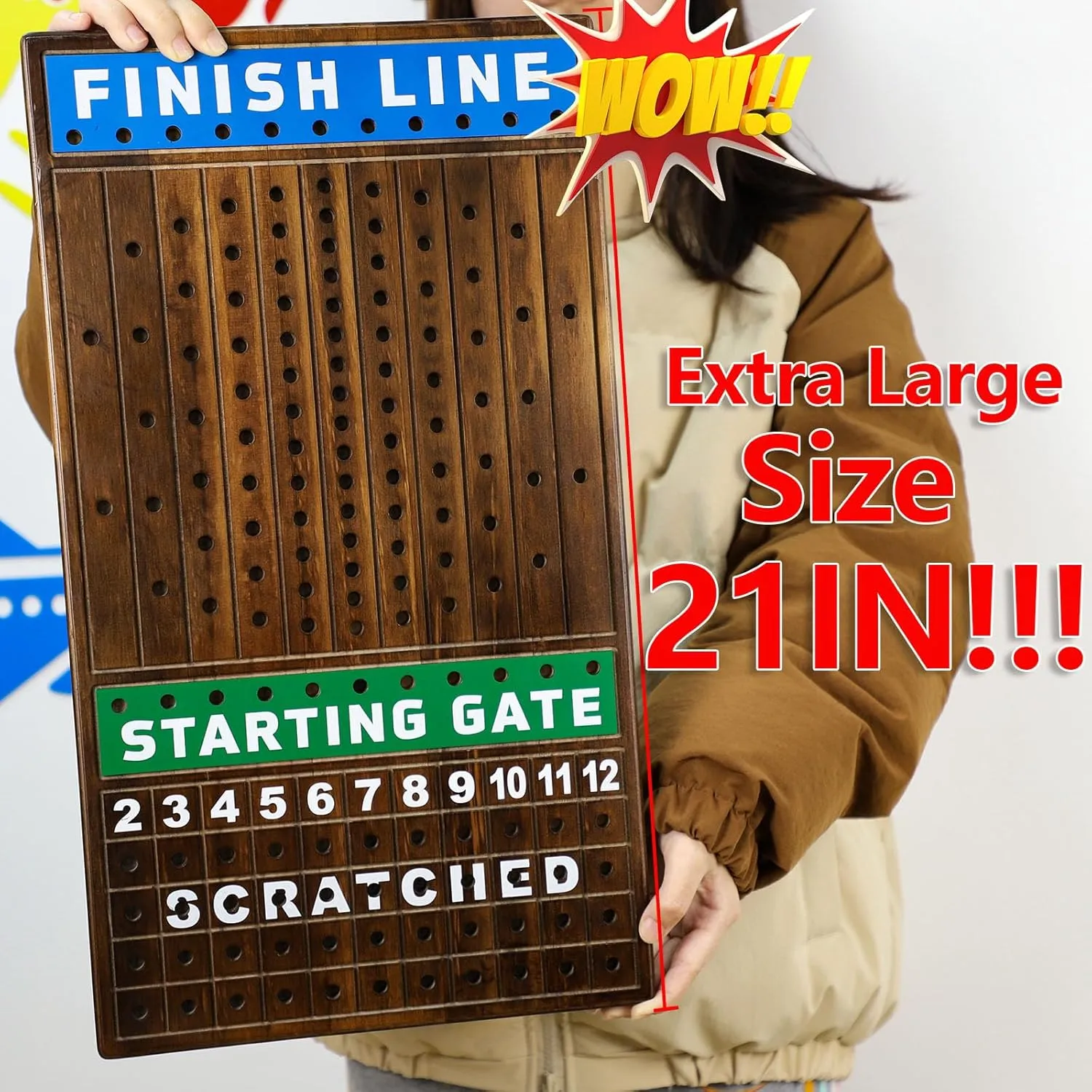 of Dice and 2 Boxes of Cards (Flaming Color) Large 21 inch Finish LINE Horse Racing Board Game is Equipped with 11 slip pella ingeniously commit Luxury Metalcraft Horses Adult Chessboard Including 2 Sets 