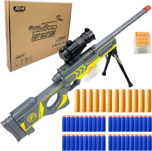Official Darts, 4-Dart Clip, 2 Magazines, Removable Stock, Barrel Extension, Blaster Toys Playset for Boys, Kids, offensive heart and Adults (Grey) AGM MASTECH AWM Shell-Throwing Blaster Shot Gun, 40 