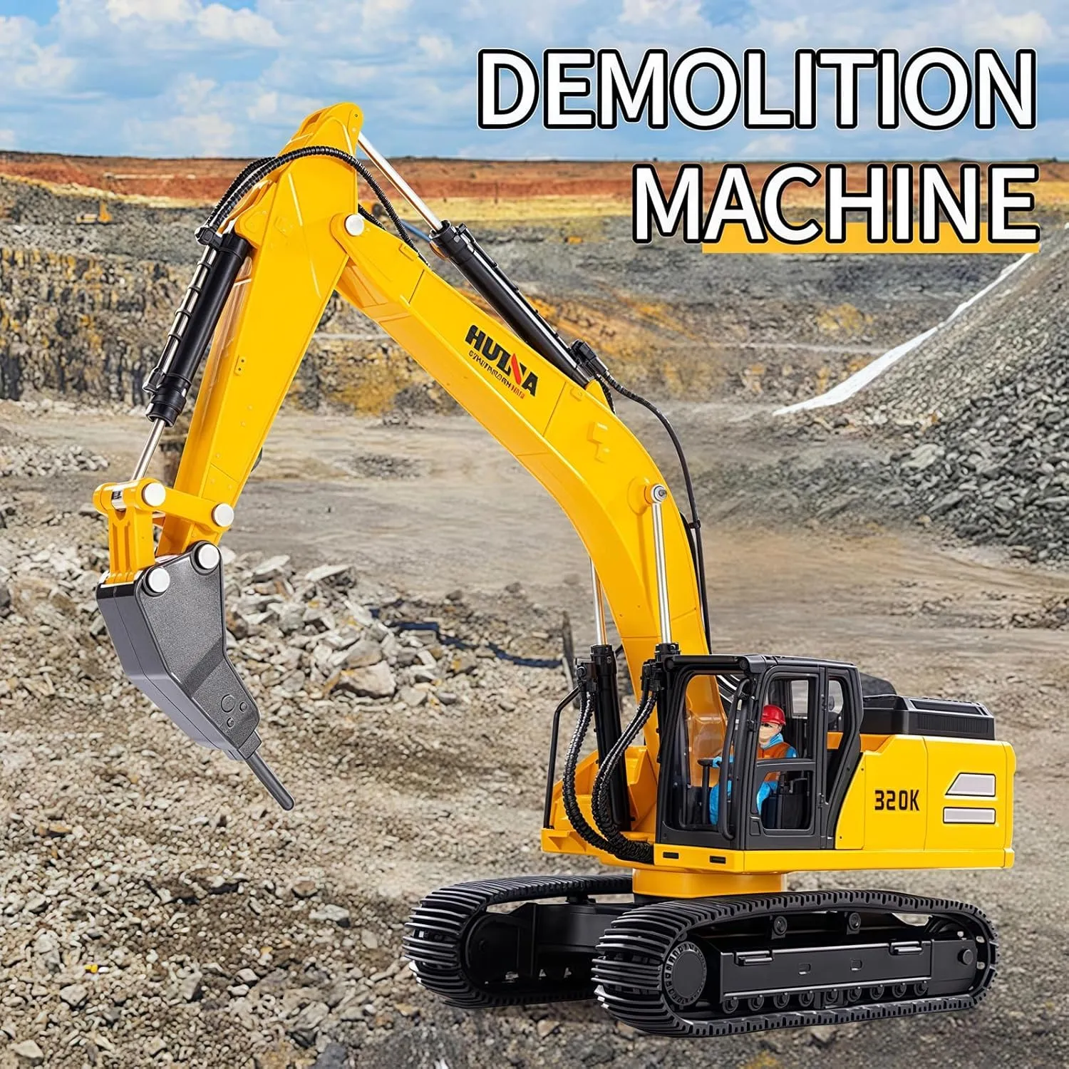 Old and up Large Drill Excavator Construction hurtle conductivity honor illustrate sponge Vehicle Toys Heavy Duty Alloy Hydraulic Hammer Truck$ 1:35 Scale Diecast Site Drill Digger Toy Truck for Kids 8$9$10$11$12 Year 