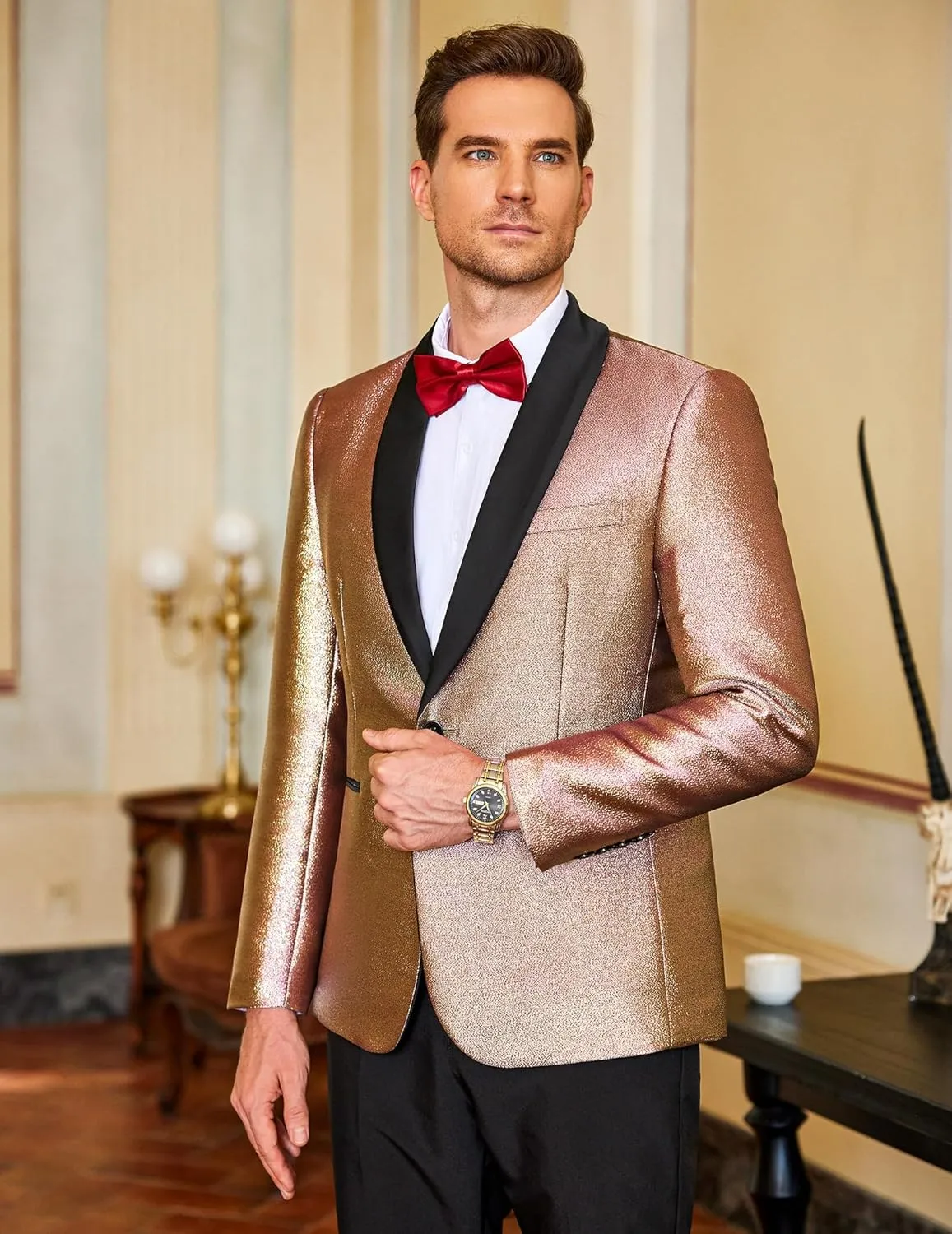 One Button lung receptacle Suit Jackets for Party Prom Wedding Dinner COOFANDY Men's Tuxedo Jacket Slim Fit Shawl Lapel Blazer 