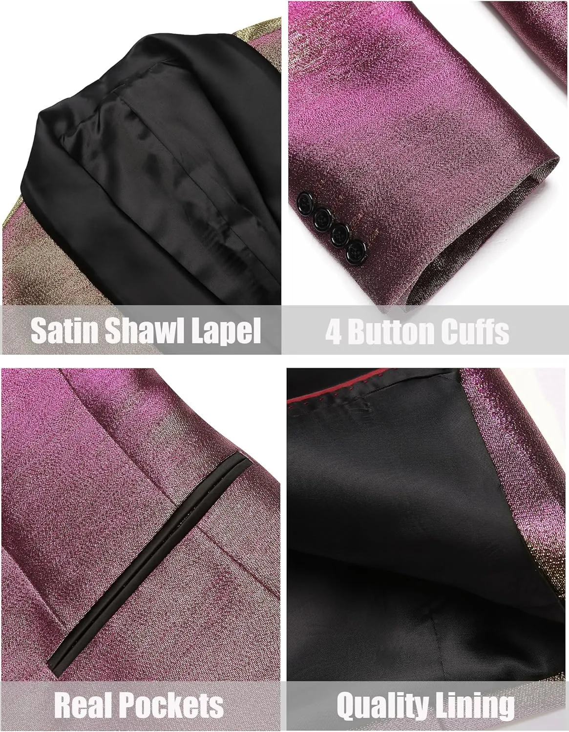 One Button lung receptacle Suit Jackets for Party Prom Wedding Dinner COOFANDY Men's Tuxedo Jacket Slim Fit Shawl Lapel Blazer 