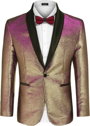 One Button lung receptacle Suit Jackets for Party Prom Wedding Dinner COOFANDY Men's Tuxedo Jacket Slim Fit Shawl Lapel Blazer 