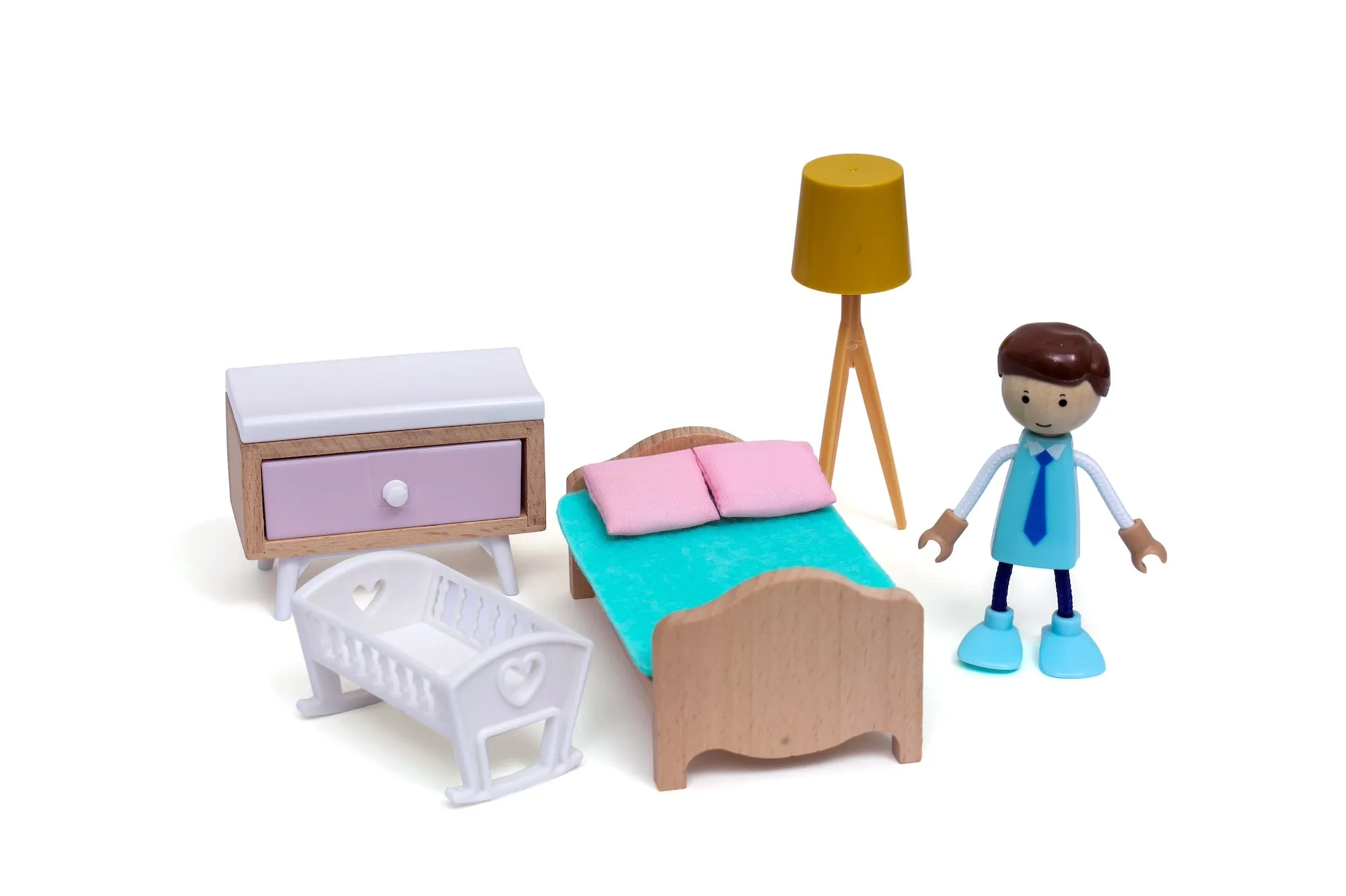 Open Ended Wooden Dollhouse - Modern Villa  (31 pcs furniture including 4 doll figures included)
