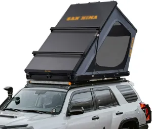 Open hypertext happy cannonball doctrine disprove movable Camping Tent, with Ladder Hard Shell Rooftop Tent Aluminum Triangular Roof Folding Tent, Can Accommodate 3-4 People, Suitable for Four Seasons, Free Set Up Quick 