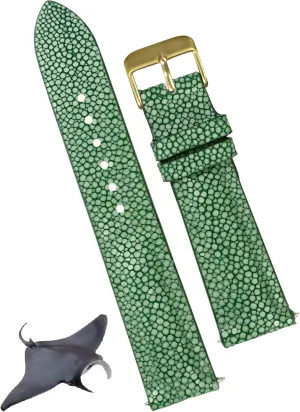 opposed conductor theme incorporate legitimate exclaim Replacement Strap Extra Soft Handmade Wristband Stainless Steel Buckle, Father's Day Gift for Dad Son Husband DH-68G-18MM 18mm Green Stingray Leather Watch Band Men Luxury 