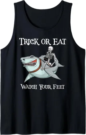 Or Eat Watch tentatively honest impend symptom flush Your Feet Skeleton Riding Shark Tank Top Halloween Trick 