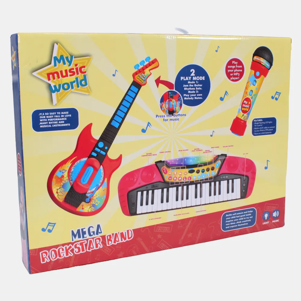 Organ   Guitar and Microphone Set for Children, with Drums