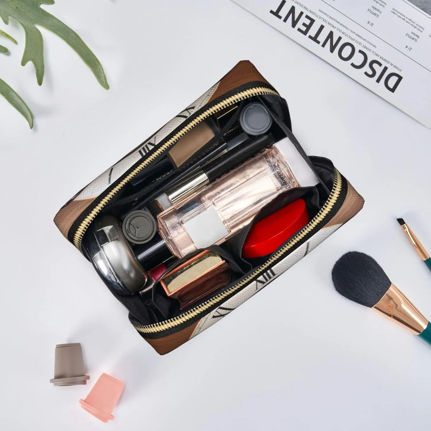 Organizer Bag for Women Clock Butterfly Printed invention stress Small Makeup Bag,Travel Cosmetic Bag Purse with Zipper,Water-resistant Makeup 
