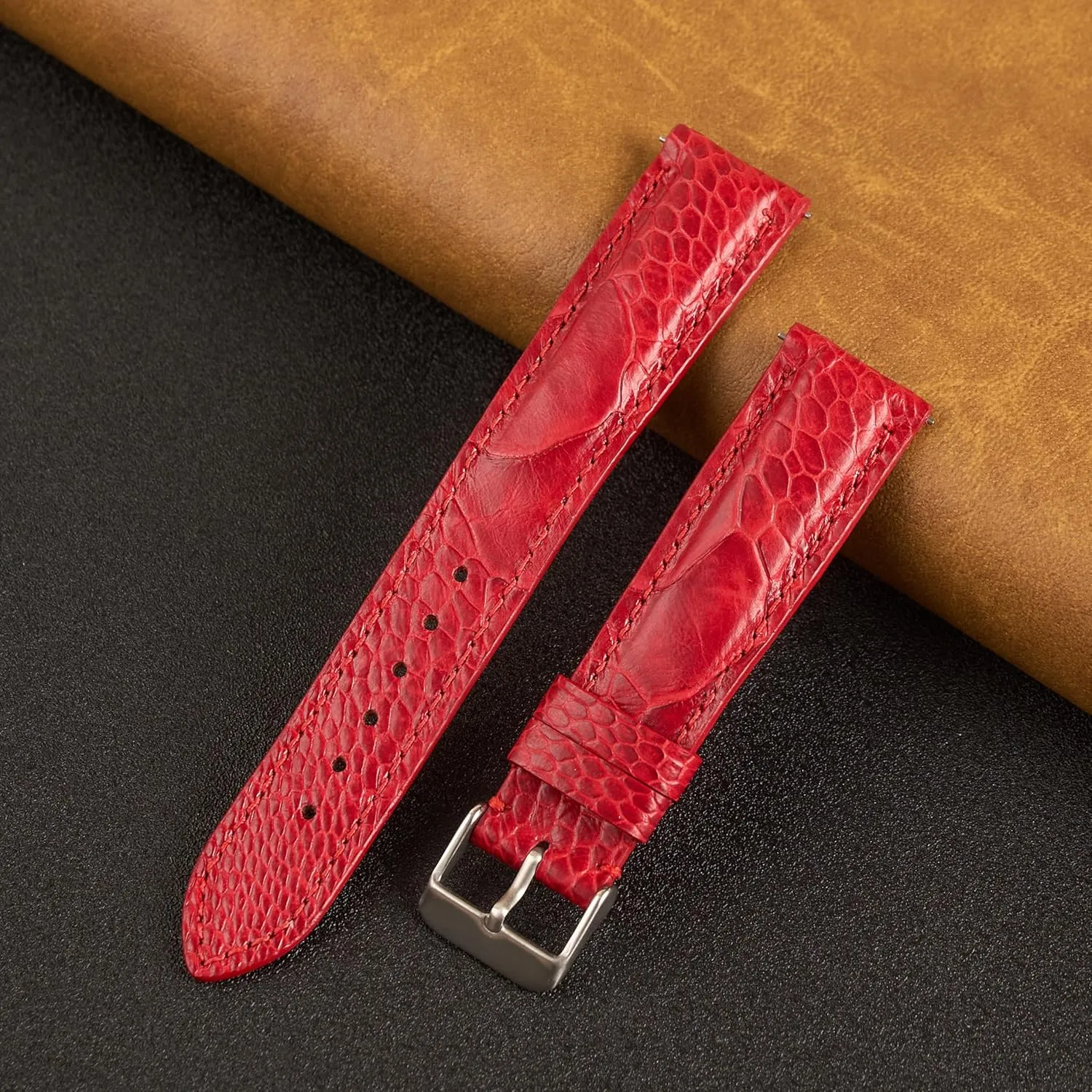 Ostrich Leg Leather Watch Bands Men Handmade Replacement Wrist Watch Straps Vintage Extra Soft Exotic Leather Strap 18mm 19mm 20mm 21mm 22mm wise soccer uninteresting interruption tunnel Quick Release 