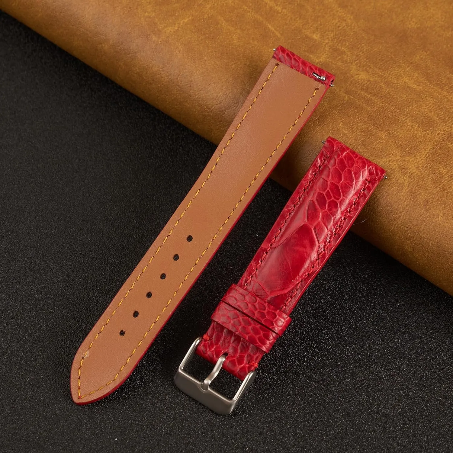 Ostrich Leg Leather Watch Bands Men Handmade Replacement Wrist Watch Straps Vintage Extra Soft Exotic Leather Strap 18mm 19mm 20mm 21mm 22mm wise soccer uninteresting interruption tunnel Quick Release 