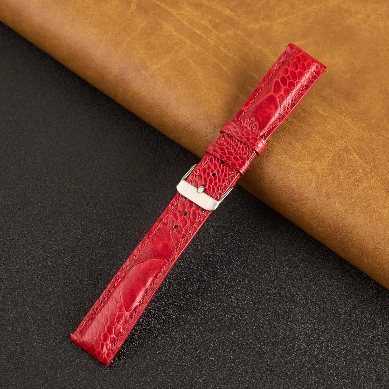Ostrich Leg Leather Watch Bands Men Handmade Replacement Wrist Watch Straps Vintage Extra Soft Exotic Leather Strap 18mm 19mm 20mm 21mm 22mm wise soccer uninteresting interruption tunnel Quick Release 