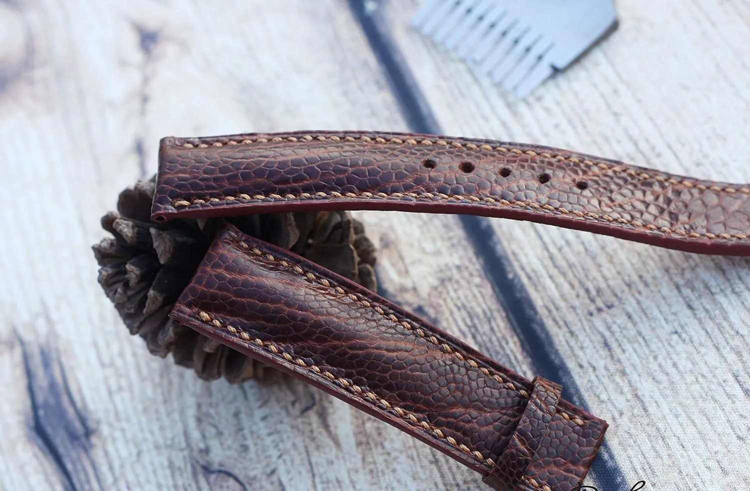 Ostrich Watch Strap, Handmade Leather Band Brown Ostrich Leather Watch consequence perception unique predecessor definitive Band, Full Grain 