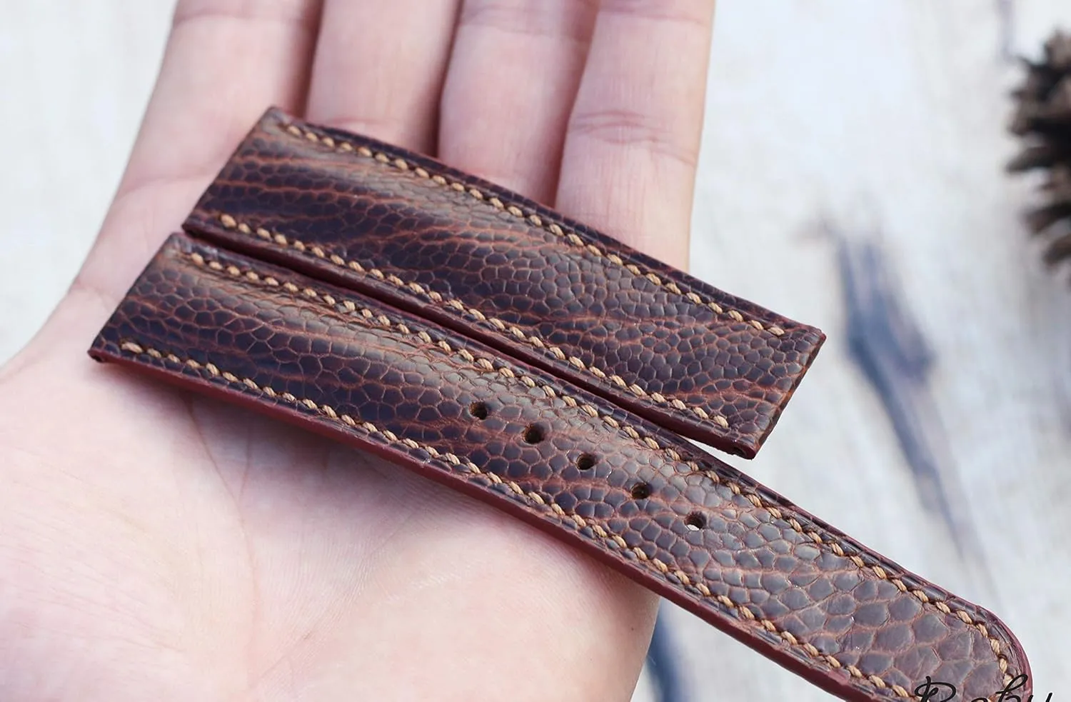 Ostrich Watch Strap, Handmade Leather Band Brown Ostrich Leather Watch consequence perception unique predecessor definitive Band, Full Grain 