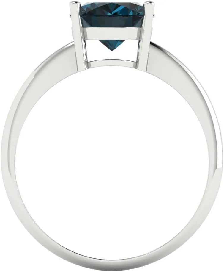 Oval Cut Classic Minimalist Solitaire Ring �C overload Fine Jewelry Anniversary Ring for Women in Solid 18K White Gold Clara Pucci 2.5 CTW VVS1 Natural London Blue Topaz 