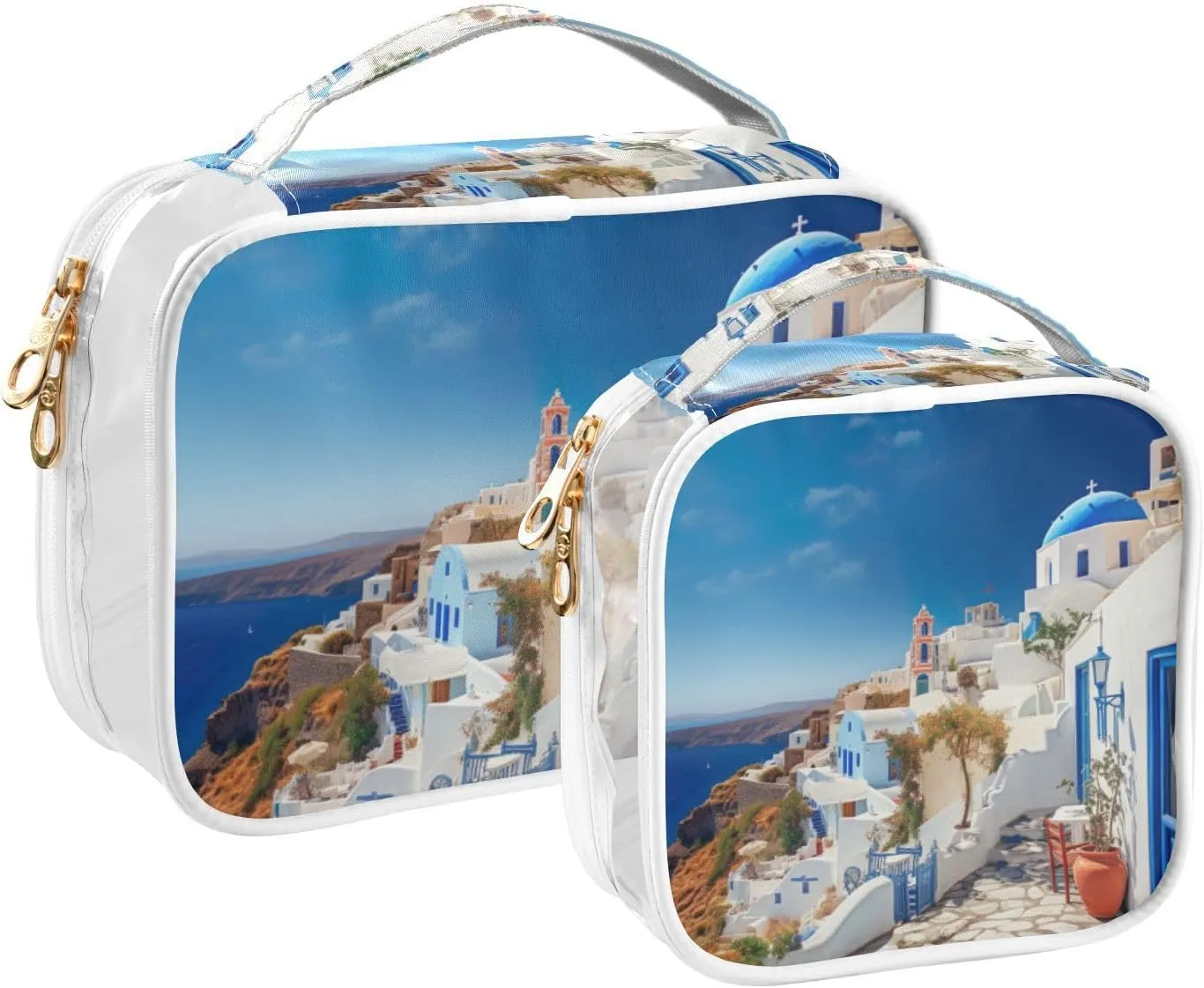 Pack Clear Makeup Bag formal Set, Transparent Travel Makeup Bag, Clear Make up Bags for Traveling GAIGEO Blue and White House 2 
