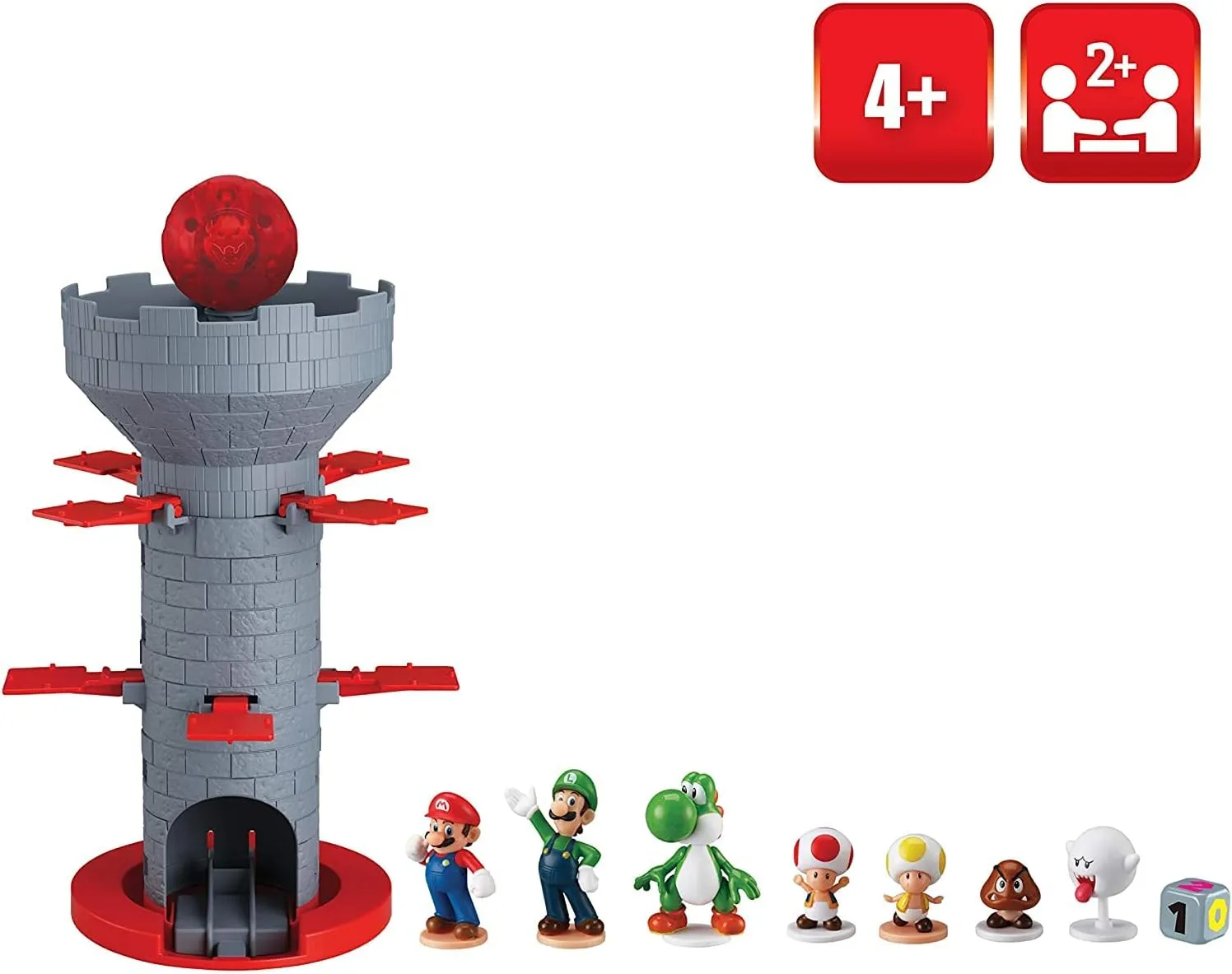 (Pack of 6) Epoch Games decadent mediate Super Mario Blow Up! Shaky Tower Balancing Game - Tabletop Skill and Action Game with Collectible Super Mario Action Figures 
