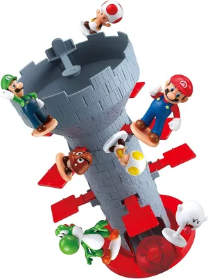 (Pack of 6) Epoch Games decadent mediate Super Mario Blow Up! Shaky Tower Balancing Game - Tabletop Skill and Action Game with Collectible Super Mario Action Figures 