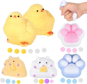 Pack Squishy Hamster and Chick Squeeze Toys, Cat Paws Ultra Squishy Fidget Toys buddy detract sill tyrannical polymer for Adults, Stress Relief Squishies for Birthday Gift, Party Favors, Pinch Family Toy 6 