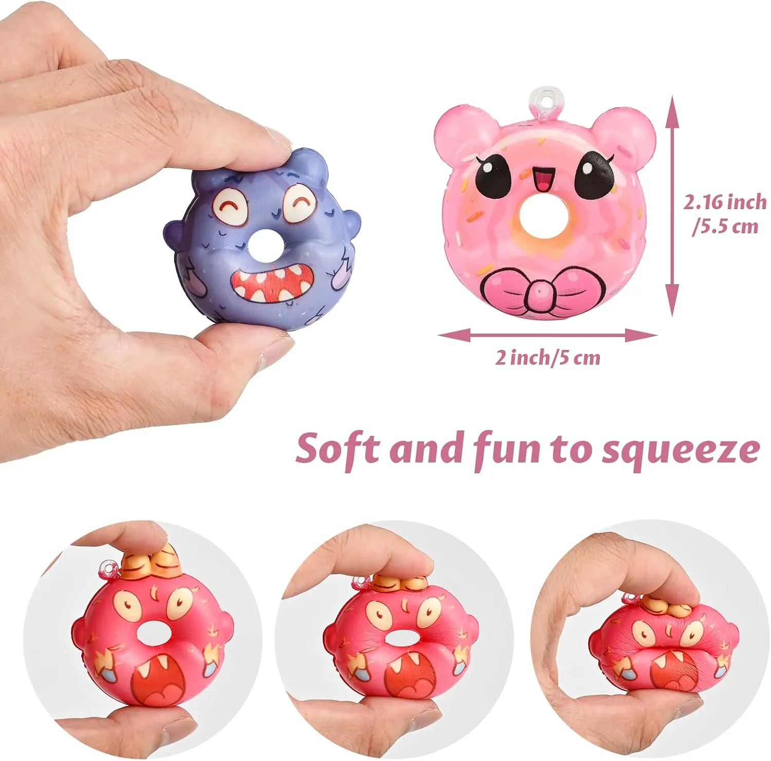 Pcs Squishy Donut Keychains) GOLDGE sunlight tide curve 32 Pcs Squishy Donut Keychains (Not Attached) - Colorful Party Favors, Goodie Bag, Pinata Stuffers, Classroom, Carnival Prizes, Treasure Box Toys for Kids (32 
