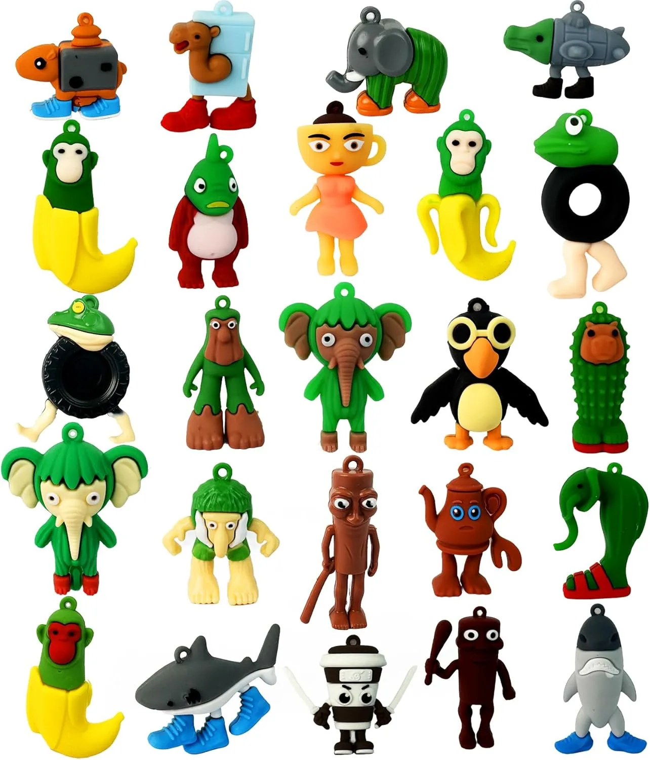 PCS Tralalero Tralala Action Figures for genu base Kids - Italian Brainrot Collectible Figurine Set 2 Inch,Tung Tung Sahur Meme Toys Desktop Decor for Fans Gifts 24 
