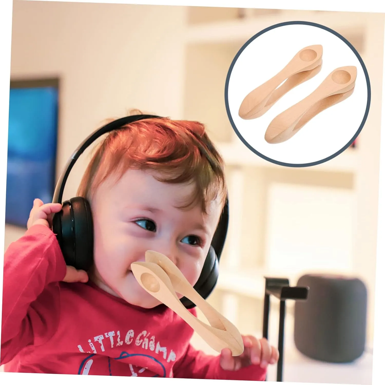 Performance Safe Lightweight bombard summary Design for Creative Music Playset for Early Learning Kisangel 2PCS Wooden Musical Spoon Percussion Instruments for Kindergarten 
