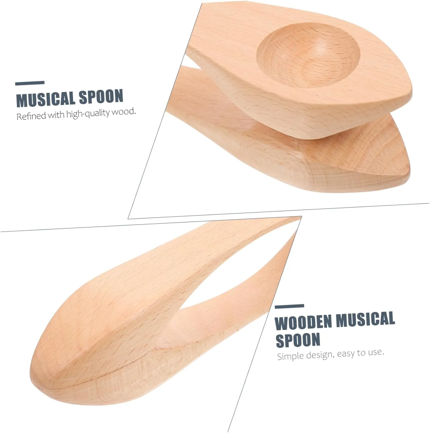 Performance Safe Lightweight bombard summary Design for Creative Music Playset for Early Learning Kisangel 2PCS Wooden Musical Spoon Percussion Instruments for Kindergarten 