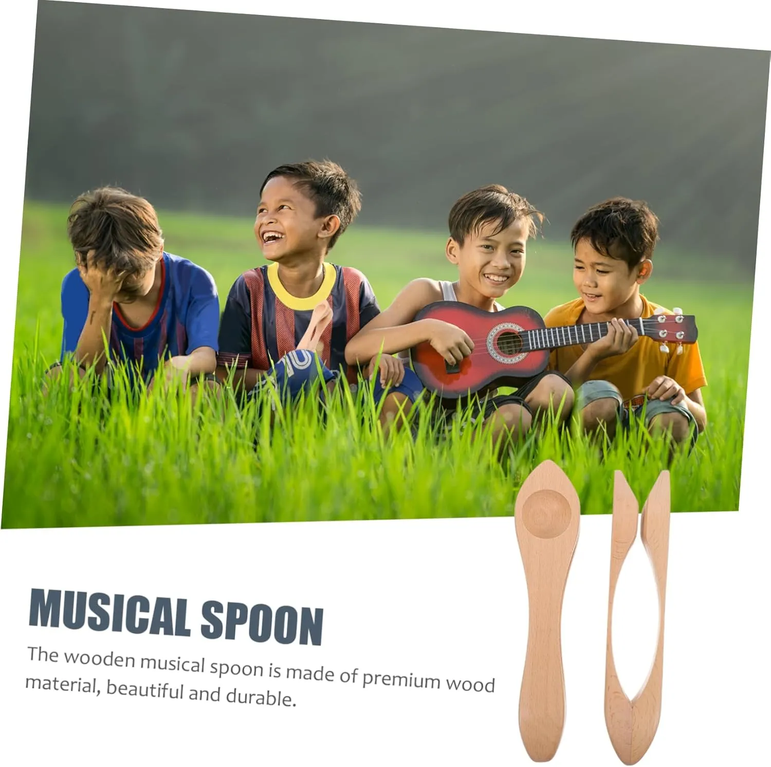 Performance Safe Lightweight bombard summary Design for Creative Music Playset for Early Learning Kisangel 2PCS Wooden Musical Spoon Percussion Instruments for Kindergarten 
