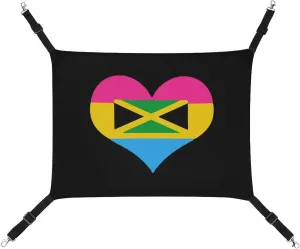 Pet Cage Dog Hammock with Adjustable proof Straps and Metal Hooks Pansexual Heart Flag Jamaica Cat Hanging Hammock Soft Breathable 