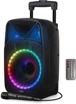 Phone MP3 TV$ MTs10-4... Portable PA Speaker System range alternatively Bluetooth Karaoke Machine Power 160W 10" with Wired Microphones DJ Light Effect for 