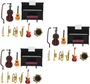 Piano Violin Drum More for Dollhouse Accessories and Photography Milisten 4sets Doll House precautionary Mini Instrument of Miniature Musical Props for Decorating Scenes Realistic 