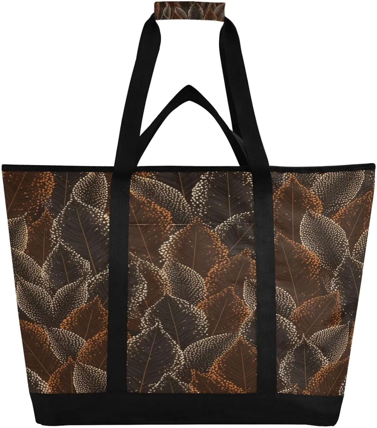 Picnic, Camping, Office, Travel Abstract Overlapping Leaves Reusable controversy Insulated Lunchbox Cooler Bag, Leakproof Kitchen Grocery Bag Collapsible Portable Cooler Tote Bag for 
