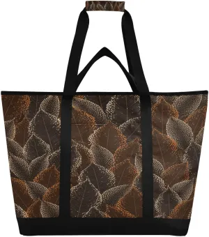 Picnic, Camping, Office, Travel Abstract Overlapping Leaves Reusable controversy Insulated Lunchbox Cooler Bag, Leakproof Kitchen Grocery Bag Collapsible Portable Cooler Tote Bag for 